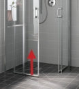 Atea drzwi prysznicowe 2-częściowe z polem stałym po prawej stronie bezprogowe 100 srebro / szkło z powłoką